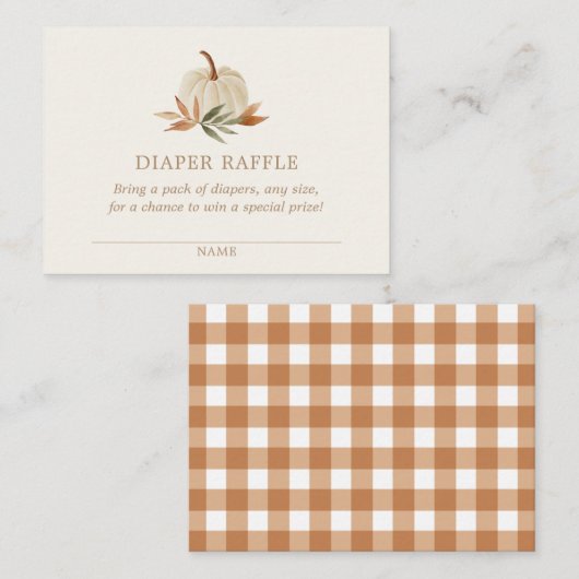 Kleines Pumpkin Baby Duwer Winkler Raffle Ticket Begleitkarte (Vorne/Hinten)