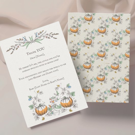 Kleines PUMPKIN, das einen Kerngeburtstag macht Dankeskarte