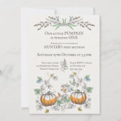 Kleines PUMPKIN, das einen Kerngeburtstag macht Einladung (Vorderseite)