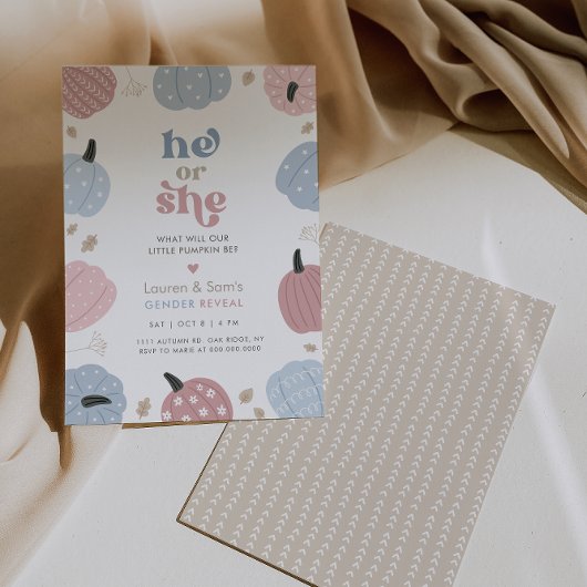 Kleines Pumpkin Herbstgeschlecht offenbart Party Einladung