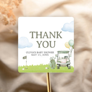 Kleines Putter-Golf-Baby-Shower Quadratischer Aufkleber