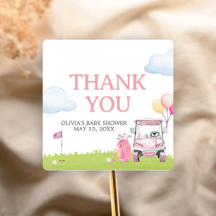 Kleines Putter-Golf-Baby-Shower Quadratischer Aufkleber