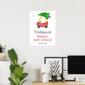 Kleines Red Car Tree Babydusche Begrüßungszeichen Poster (Heimbüro)