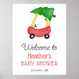 Kleines Red Car Tree Babydusche Begrüßungszeichen Poster
