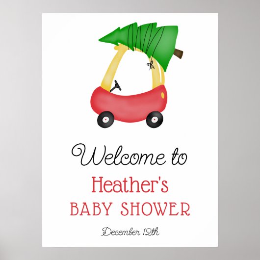 Kleines Red Car Tree Babydusche Begrüßungszeichen Poster (Vorne)