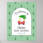Kleines Red Car Winter Baby Dusche Begrüßungszeich Poster (Vorne)