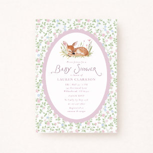 Kleines Reh Cottagecore Rosa Baby Mädchen Baby Sho Einladung