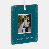 Kleines Reindeer Simple Snowflakes Custom Foto Ornament Aus Metall (Vorderseite Rechts)