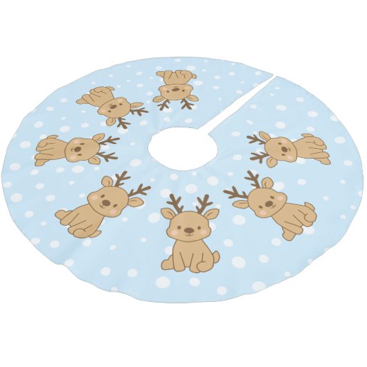 Kleines Rentier Polyester Weihnachtsbaumdecke (Schrägansicht)