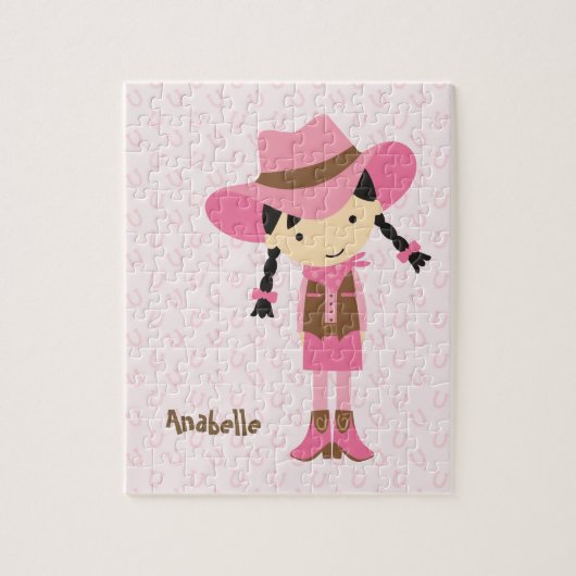 Kleines rosa Cowgirl {brünett} Puzzle (Vertikal)