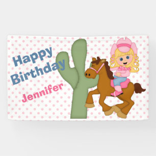 Kleines rosa Cowgirl-Geburtstags-Party Banner