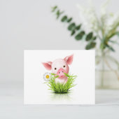 Kleines rosa Grasschwein Postkarte (Stehend Vorderseite)