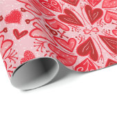 Kleines rosa rotes Herz Valentingeschenk Geschenkpapier (Rolleneckpunkt)