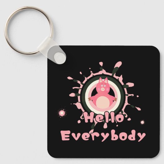 Kleines rosa Schwein Schlüsselanhänger (Vorderseite)