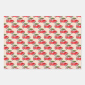 Kleines rotes Auto mit Weihnachtsbaum Geschenkpapier Set (Vorderseite 2)