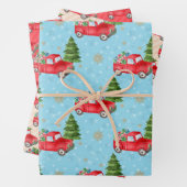 Kleines rotes Auto mit Weihnachtsbaum Geschenkpapier Set (Beispiel)