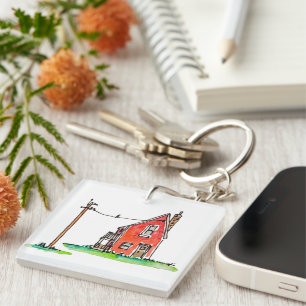 Kleines Rotes Haus mit Power Schlüsselanhänger