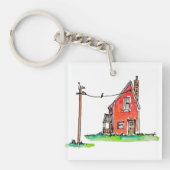 Kleines Rotes Haus mit Power Schlüsselanhänger (Vorderseite)