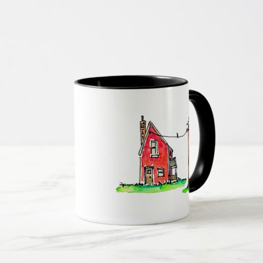 Kleines Rotes Haus mit Power Tasse (VorderseiteRechts)
