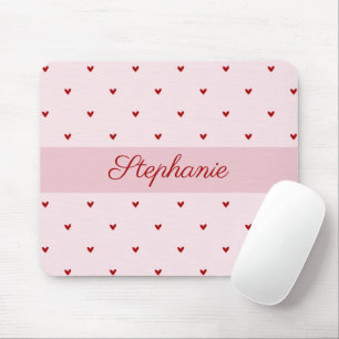 Kleines rotes Heizt rosa Name Mauspad