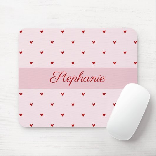 Kleines rotes Heizt rosa Name Mauspad (Mit Mouse)