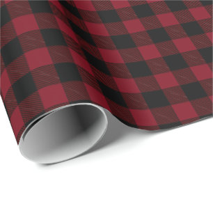 Kleines rotes Karomuster-Tartan-Weihnachtsrollen Geschenkpapier