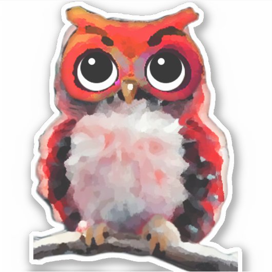Kleines Rotes Owl Aufkleber (Vorderseite)
