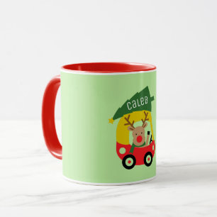 Kleines Rotes Rentier Auto & Weihnachtsbaum Kinder Tasse