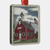 Kleines Rotes Schulhaus Premium Square Ornament (Rechts)