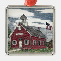 Kleines Rotes Schulhaus Premium Square Ornament