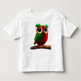 Kleines Rotes und Grünes Owl Kleinkind T-shirt