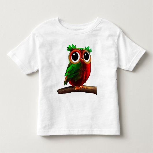 Kleines Rotes und Grünes Owl Kleinkind T-shirt (Vorderseite)