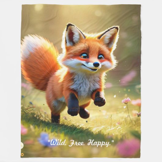 "Kleines Rotfuchs-Spiel" Fleecedecke (Vorderseite)