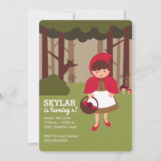 Kleines Rotkäppchen Einladung (Vorderseite)