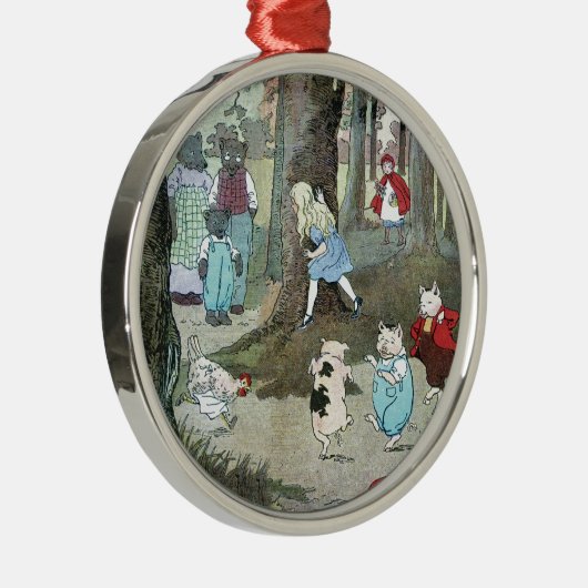 Kleines Rotkäppchen: Enden-Seiten Silbernes Ornament (Rechts)
