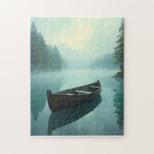 Kleines Ruderboot auf einem unsicheren See Puzzle (Vertikal)
