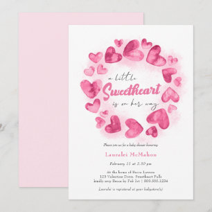 Kleines Schatz Süßes Rosa Valentins Mädchen Babypa Einladung