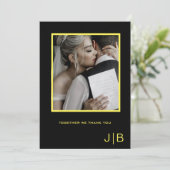 Kleines, schwarz-gelbes Foto Dankeskarte (Stehend Vorderseite)