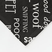 KLEINES Schwarz mit weißem Hundeknochen und Name Fleecedecke (Ecke)