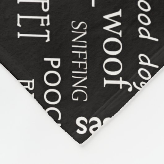 KLEINES Schwarz mit weißem Hundeknochen und Name Fleecedecke (Ecke)