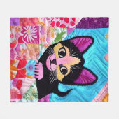 Kleines Schwarz-Weiß-Kätzchen, wie Design Fleecedecke (Vorderseite (Horizontal))