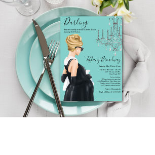 Kleines Schwarzes Blau Glamour Baby Shower  Einladung