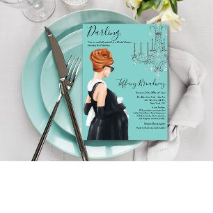 Kleines Schwarzes Blau Glamour Baby Shower Einladung