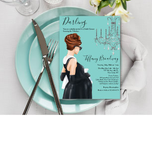 Kleines Schwarzes Blau Glamour Baby Shower Einladung