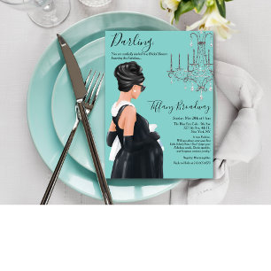 Kleines Schwarzes Blau Glamour Baby Shower Einladung