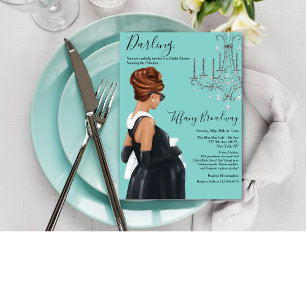 Kleines Schwarzes Blau Glamour Baby Shower  Einladung