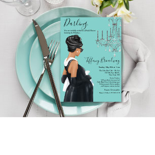 Kleines Schwarzes Blau Glamour Baby Shower Einladung