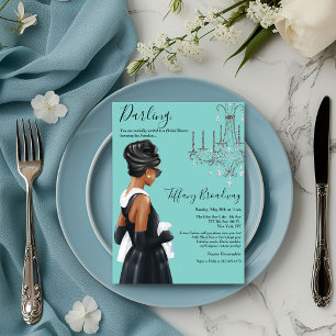 Kleines Schwarzes Brautkleid Blau Glam Brautparty Einladung