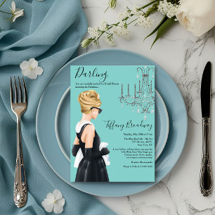 Kleines Schwarzes Brautkleid Blau Glam Brautparty Einladung