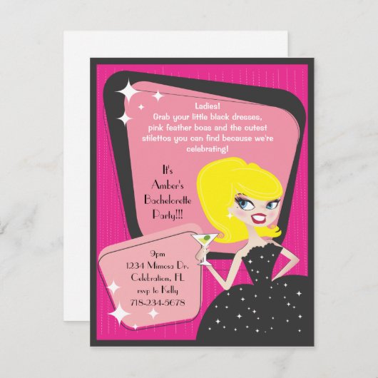 Kleines Schwarzes Dress_Blonde Bombshell Einladung (Vorne/Hinten)